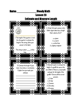 Preview of iReady 2nd grade math Estimate and measure length Study guide