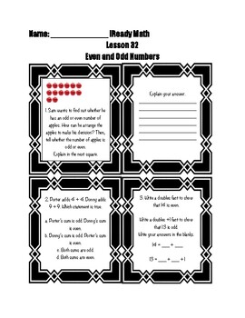 Preview of iReady 2nd grade math Even and odd numbers Study guide