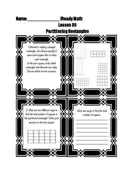 Preview of iReady 2nd grade math Partitioning rectangles Study guide