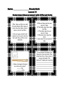 Preview of iReady 2nd grade math Understand measurement with different units Study guide