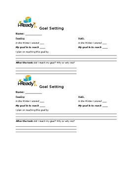 Preview of iReady Diagnostic Assessment Goal Setting