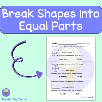 Preview of iReady First Grade Lesson 35: Break 2-D Shapes into Equal Parts, Fractions -2024