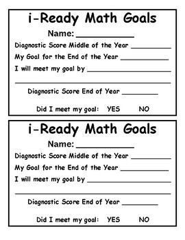 iReady Goal Setting by Alyssa Grunfelder | TPT