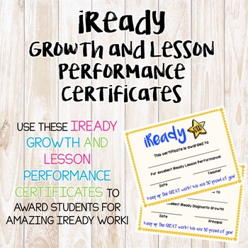 Preview of iReady Growth and Lesson Performance Certificates