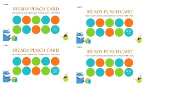 Preview of iReady Incentive Punch cards