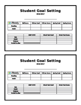 Preview of iReady Student Goal Setting Sheet