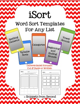 iSort: Word Sort Templates for Any Word List {Freebie} by Snippets From