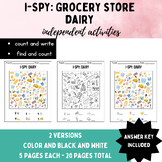 iSpy Worksheets: Dairy Section of the Grocery Store