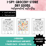 iSpy Worksheets: Dry Goods Section of the Grocery Store