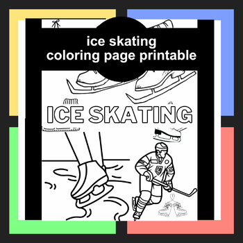 Preview of ice skating coloring page printable-winter coloring page for kids