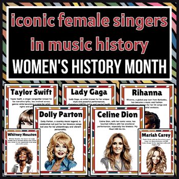Preview of iconic female singers in music history| Women's History Month | Posters