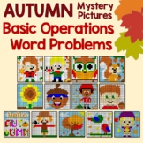 Autumn Word Problems, Fall Math Coloring Pages Mystery Pic