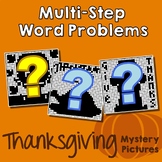 Mystery Picture Coloring Math Thanksgiving Multi 2-Step Wo