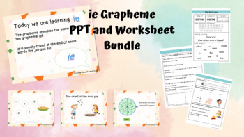 Preview of ie Grapheme (igh) Phonics Interactive PPT and Worksheet Bundle (No Prep!) FREE
