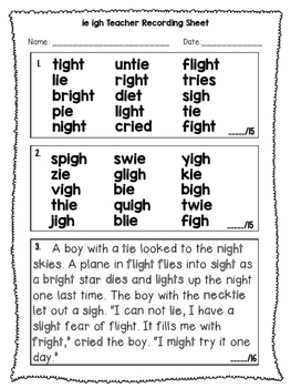 ie igh - Phonics Fluency Assessment by HaileeTaylorMade | TpT