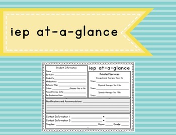 Preview of iep Information Sheet (at-a-glance)