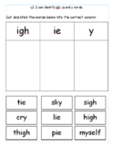 igh, ie and y sorting task