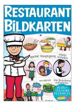 Preview of im Restaurant Deutsch Bildkarten (German flash cards) Essen / Gastronomie