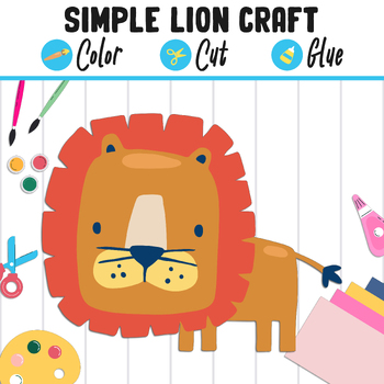 Preview of imple Lion Craft for Kids: Color, Cut, and Glue, a Fun Activity for Pre K to 2nd