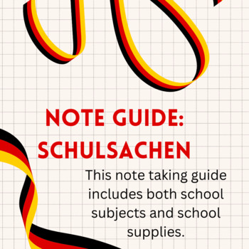 Preview of in der Schule/Schulsachen Vocab Note Guide