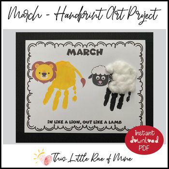 Preview of in like a lion - out like a lamb - handprint Art - Keepsake - Printable - craft
