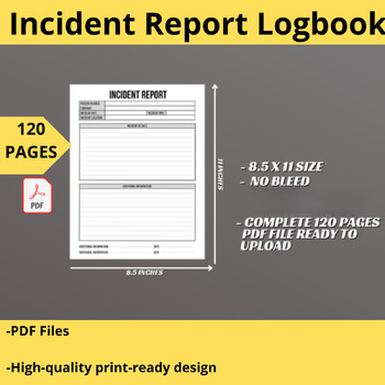 Preview of incident report log book template PDF PRINTABLE
