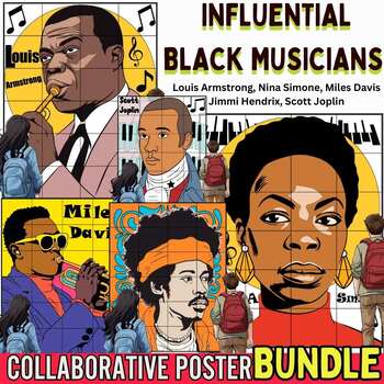 Preview of influential Black Musicians Collaborative Poster Mural Project BHM Craft BUNDLE