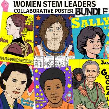 Preview of influential women in STEM Collaborative poster women’s history month BUNDLE