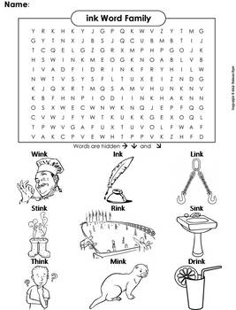 constellation worksheet family Word Word Coloring (Phonics Search/ Family Sheet ink