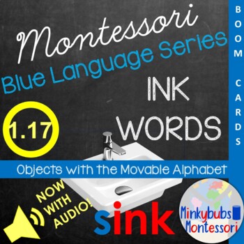 Preview of ink Words Movable Alphabet Montessori Blue Language Boom Cards DL