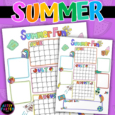 instantané Summer Bucket List, Kids Summer Break Countdown Coloring Page