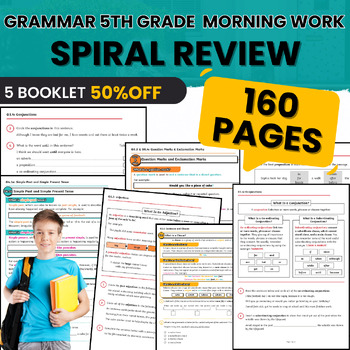 Preview of into reading hmh 5th grade,5th grade spiral review,grammar 5th morning work