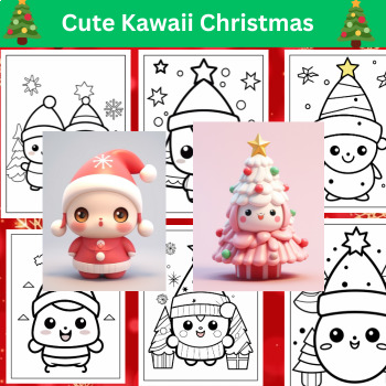 Preview of japanese christmas | CUTE KAWAII CHRISTMAS COLORING BOOK