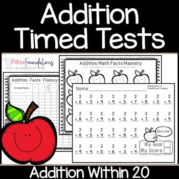 Preview of Addition Timed Tests 0-20 | Math Fact Fluency Within 20