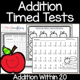 Addition Timed Tests 0-20 | Math Fact Fluency Within 20