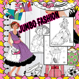 jumbo fashion for girl ;70 illustrations, Coloricoloring book