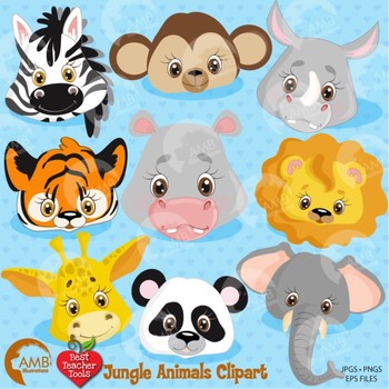 Preview of Jungle Clipart, Animal Clipart, Faces Clipart, {Best Teacher Tools} AMB-273