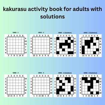 Preview of kakurasu activity book for adults with solutions