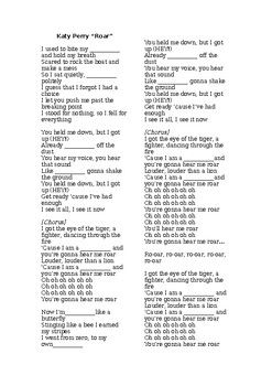 Katy Perry - Roar Lyrics, PDF, American Pop Songs