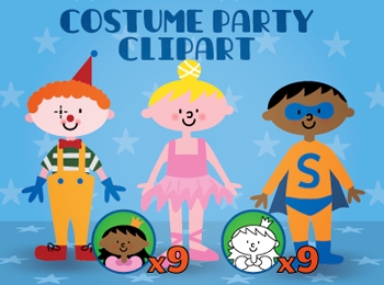 Preview of kids costume clipart for parties, mardi gras or halloween