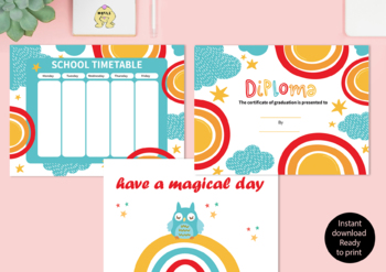 Preview of kids daily schedule, Diploma ,planner Printable, Graduation Certificate
