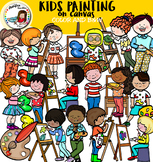 kids painting on canvas clip art