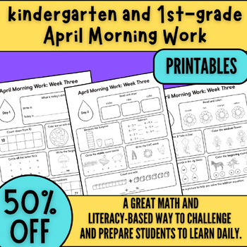 kindergarten & 1st-grade April Morning Work,spring Math,ELA printable