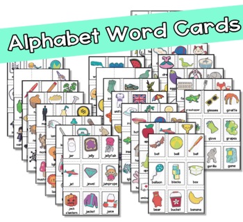 Preview of kindergarten literacy centers and phonics lessons alphabet word cards