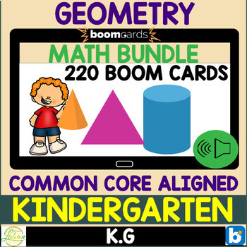 Preview of Kindergarten Math 2d and 3d Shapes and Attributes K.G Bundle  BoomCards™