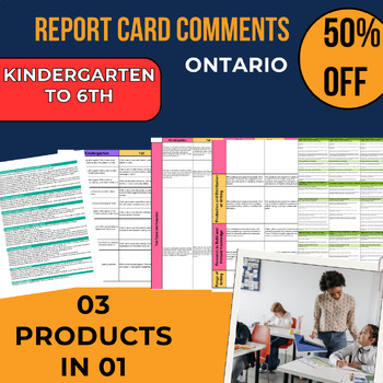 Preview of 1st to 4th report card comments,Ontario Report card Comments language and  math