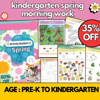 Preview of april morning work kindergarten ,april no prep packet, spring no prep packet.