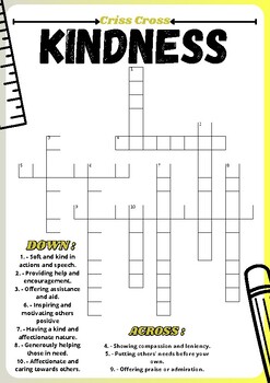 kindness Crossword Puzzle Worksheet Activity For Morning Work / No Prep