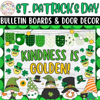 Preview of kindness Is Golden!: March & St. Patrick's Day Bulletin Boards & Door Decor Kits