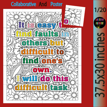 Preview of Be Kind Autism Awareness Day Quote Collaborative Coloring Poster Bulletin Boards